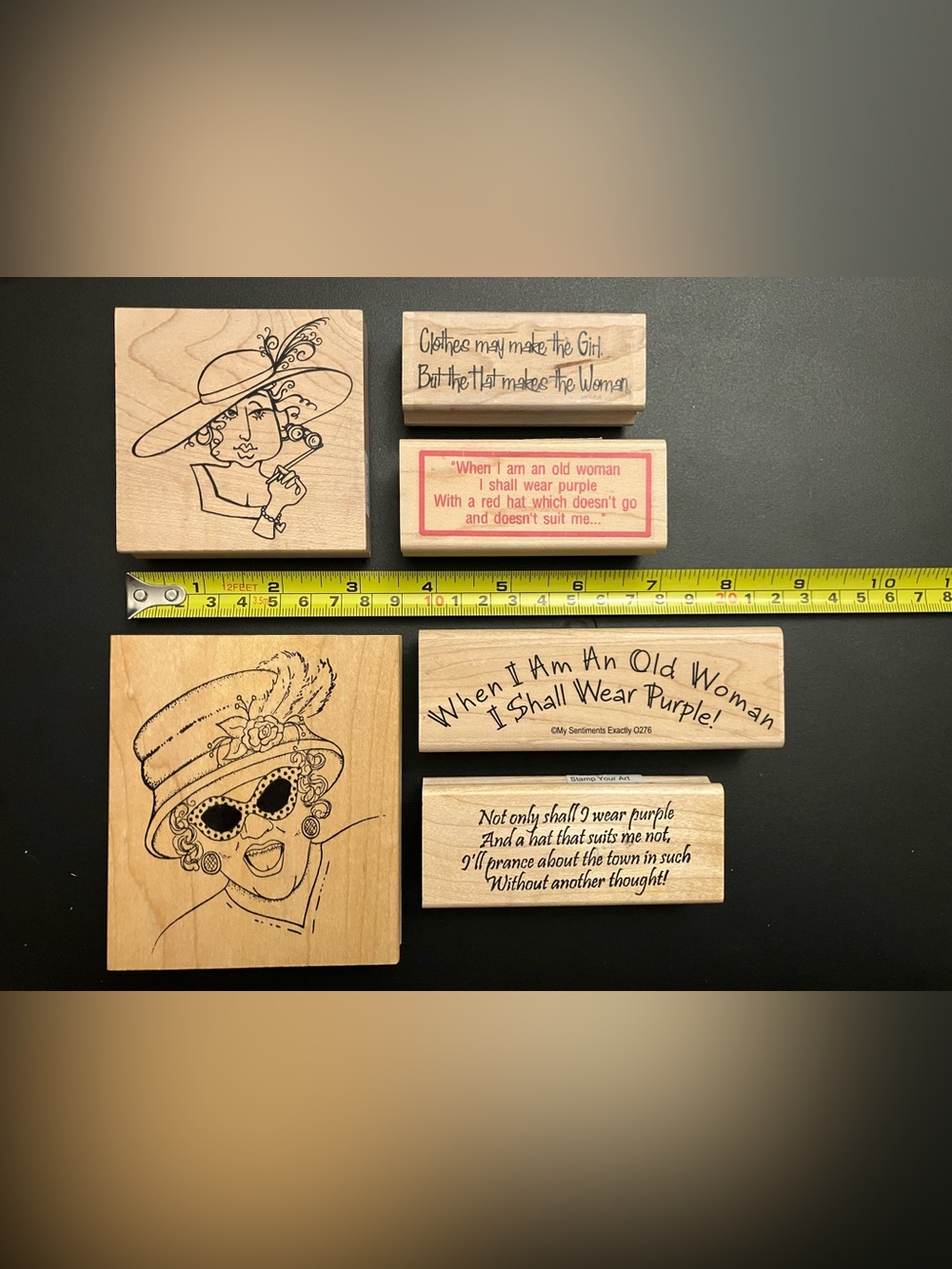 Wooden Stamp Set - Black and Pink Accent